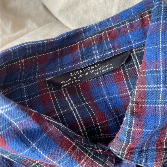 ZARA Two-Tone Plaid Button-up - Picture 3 of 7